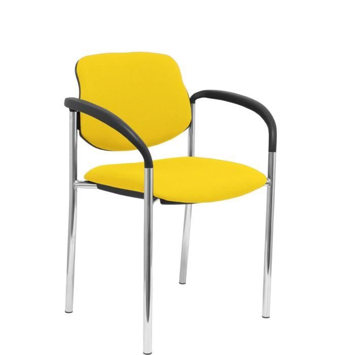Chaise fixe Villalgordo bali cadre chromé jaune avec bras