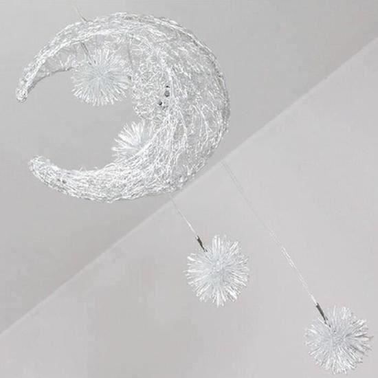 Lustre Suspension Décorative Lune Etoile Lustre Aluminium Lampe Pour Enfant Chambre Café Salon Cabinet Travail Boutique +Cadeau Po
