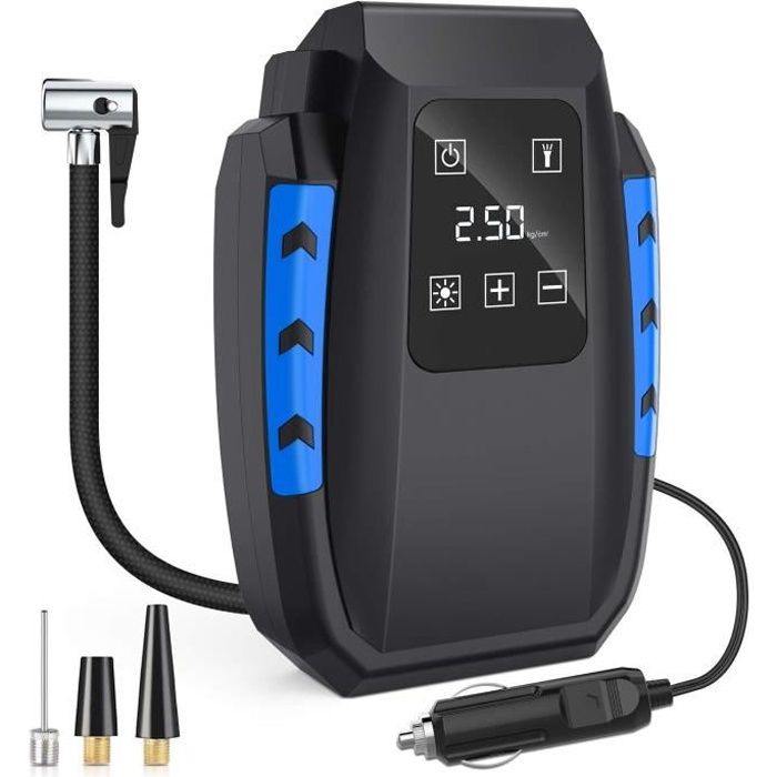 FYLINA Compresseur d'air Portable - 12V 150PSI avec un débit d'air important de 35L / min et un grand écran LED HD