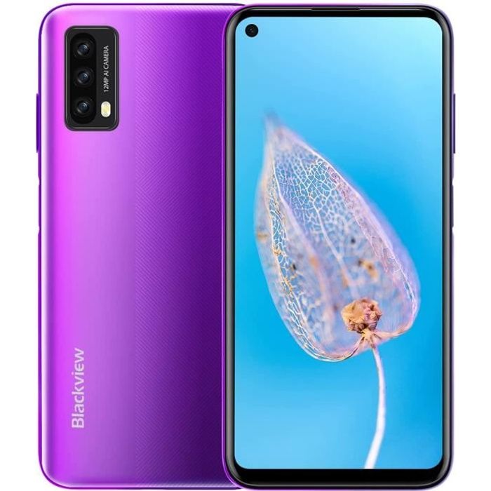 Blackview Smartphone A90 4Go + 64Go 6,39 Pouces 4280mAh Batterie Android 11 Octa-core Double SIM Téléphone Portable - Violet