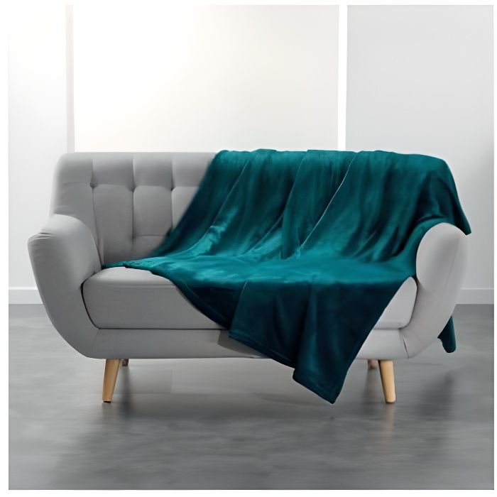 Accueil - Plaid polaire - Flanou - 180 x 220 cm - Bleu