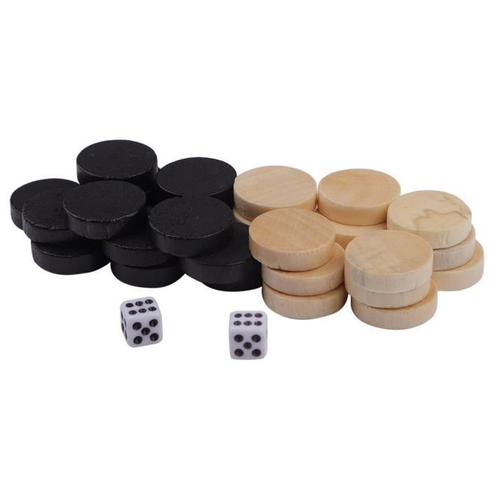 Pièces d'échecs, 32 pièces brouillons et dames et pièce d'échecs de backgammon uniquement cadeau de Noël pour enfants jeu de HB053