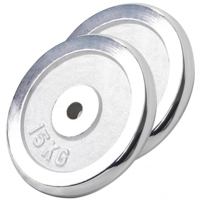 Gorilla Sports - Lot des poids chromées de 30kg (2x15kg) de diamètre 31mm