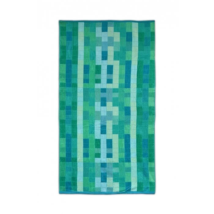 PIXELS Serviette de plage coton - Vert 90x200