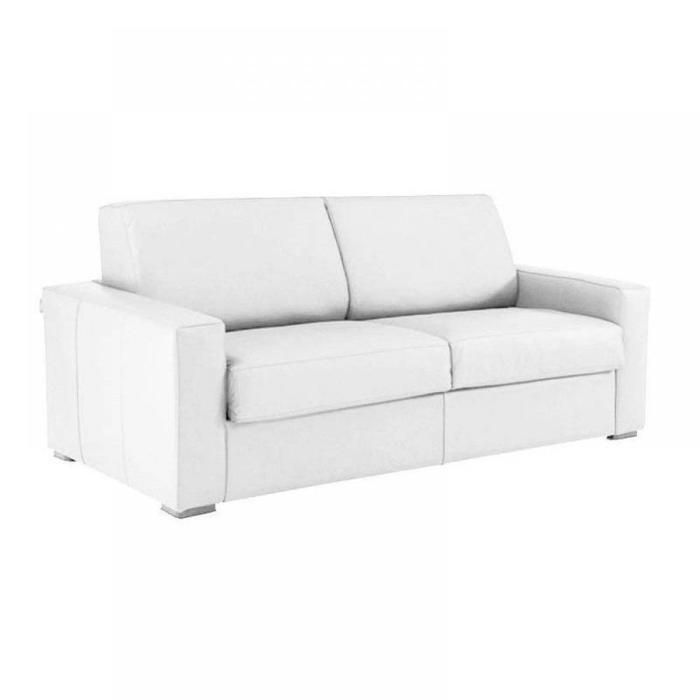 Canapé convertible EXPRESS 120cm DREAMER CUIR VACHETTE blanc,. matelas 16 cm blanc Cuir Inside75