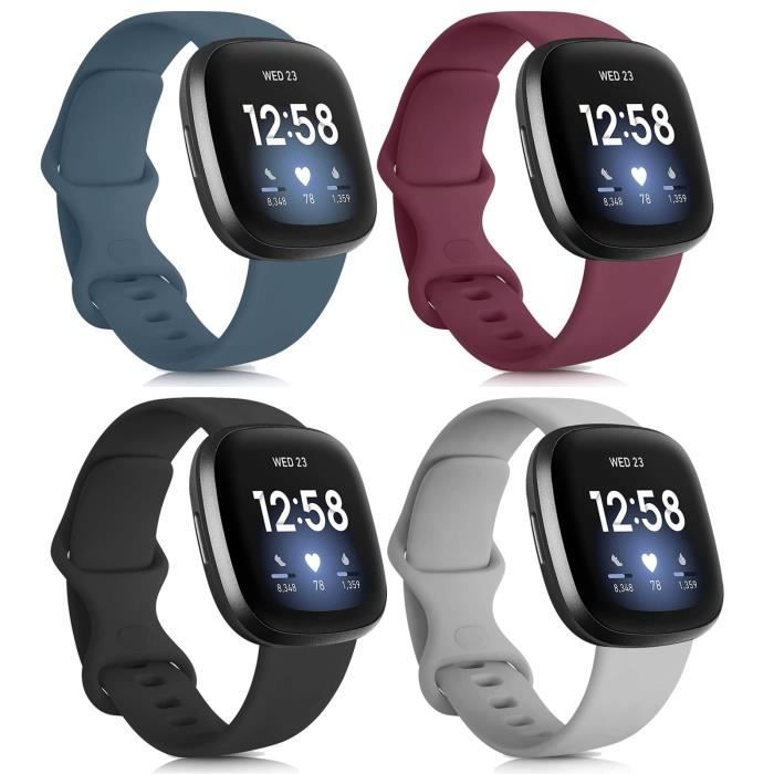 4pcs pour Bracelet Fitbit Versa 3 /Fitbit Sense Bracelet Remplacement en Silicone Souple Compatible avec Versa 3/Sense, 7,1\