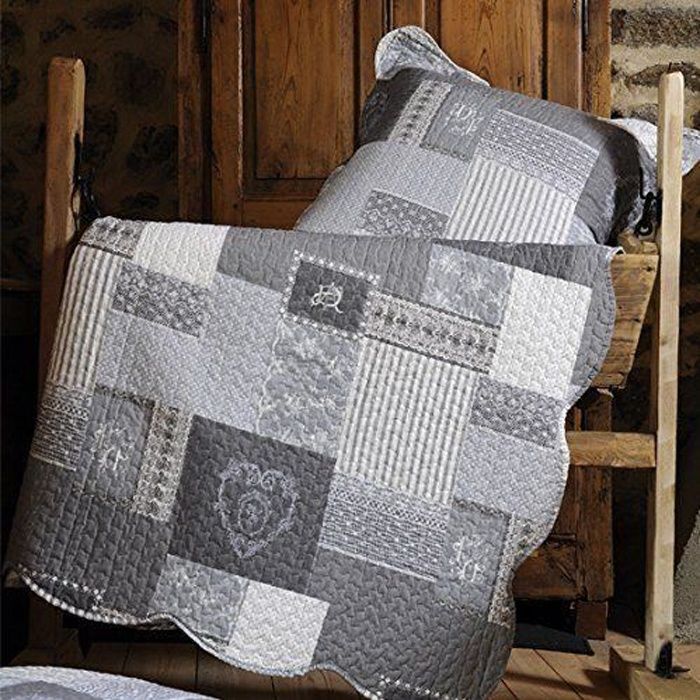 Lovely Casa P47118001 Arkansas Boutis Couvre-Lit Coton Gris 240 x 220 cm