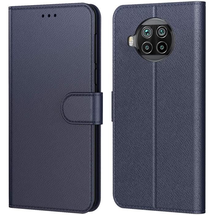 N&T Coque Xiaomi Mi 10T Lite 5G, Pochette Etui Housse Mi 10T Lite Cuir à Clapet Fermeture Magnétique et Multifonctionnel Bleu