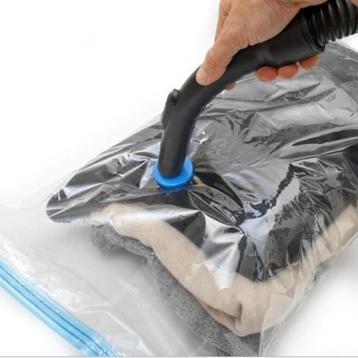 Sac de rangement compressé transparent sous vide pour couettes et couvertures, oreillers, chandails, vestes 100x80cm (XL)~P°