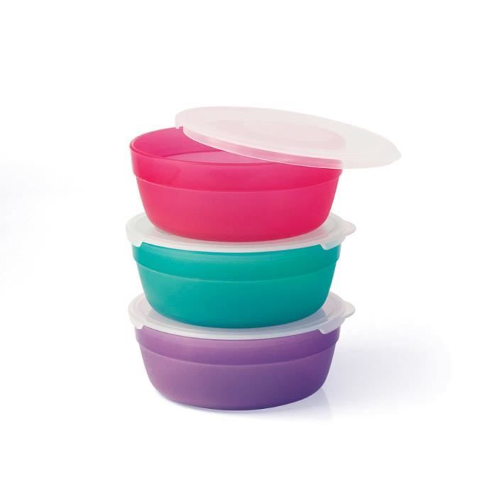 MILL'O BÉBÉ Lot de 3 boîtes de conservation micro-ondable 45 cl - coloris panachés
