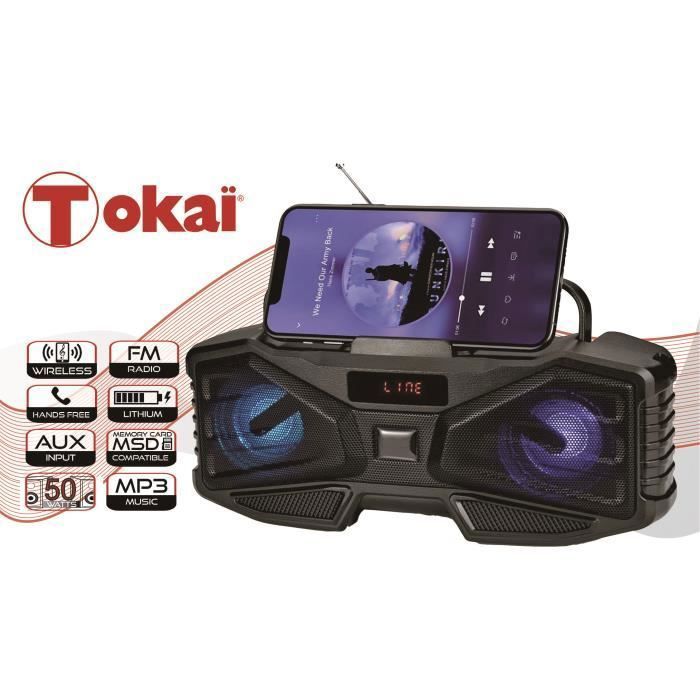 ENCEINTE MULTIMÉDIA STÉRÉO TWS AVEC SUPPORT TÉLÉPHONE ET RADIO FM - TOKAÏ