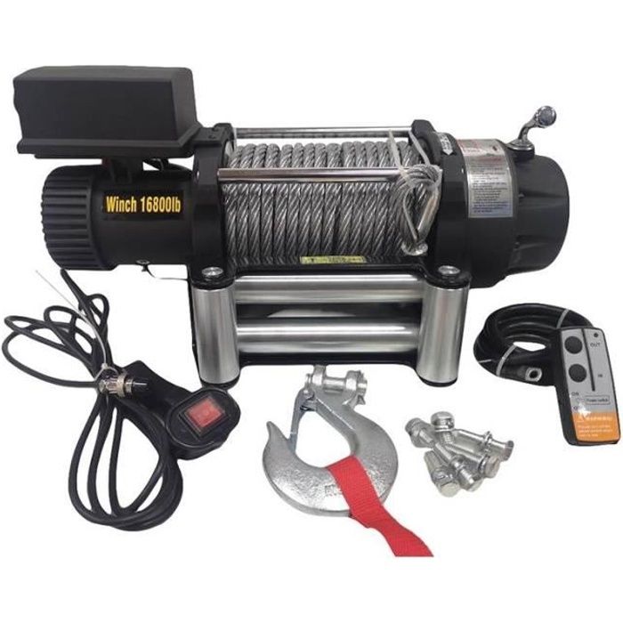 Varan Motors - SC16-8X-2 Treuil électrique 12V 7620KG 4500W, Treuil à câble longueur 26m Ø11mm