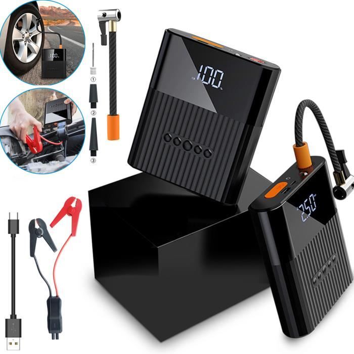 Compresseur d'air Voiture Portatif 12V avec démarreur de Voiture, gonfleur de Pneu avec 8800mAh Batterie Externe
