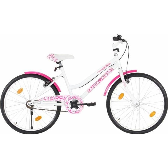 (92187)Vélo pour enfants 24 pouces Rose et blanc