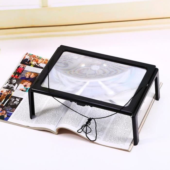 Grande page A4 Mains libres 3x Loupe avec loupe de lecture LED-CY