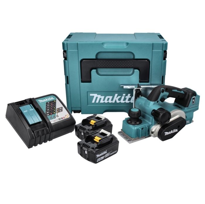Makita DKP181RGJ Rabot sans fil 82mm 18V Brushless + 2x Batteries 6 0 Ah + Chargeur + Coffret Makpac - vue 2
