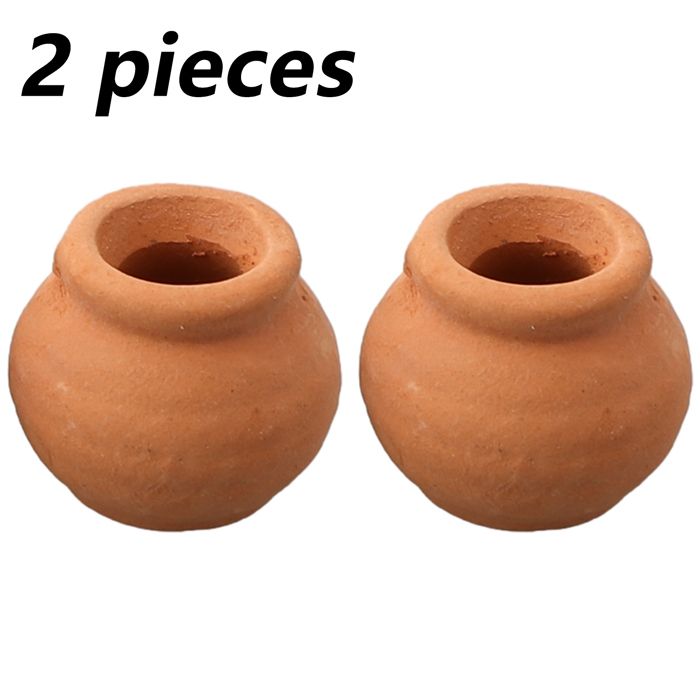 2 Mini Pots En Terre Cuite Rétro - Taille 2,5 X 2 Cm - Pour Plantes Miniatures, Décoration Maison De Poupée Ou Jardin Féerique - 5