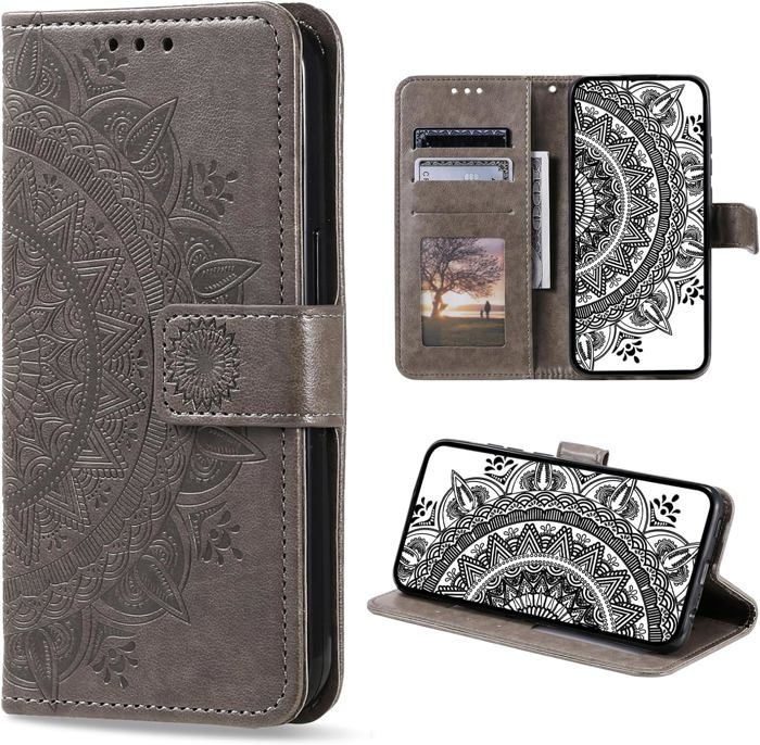 Coque Samsung Galaxy J5 2017 en Cuir PU, Porte Cartes, Magnétique, Antichoc, Rabat, Gris coque pour samsung j5