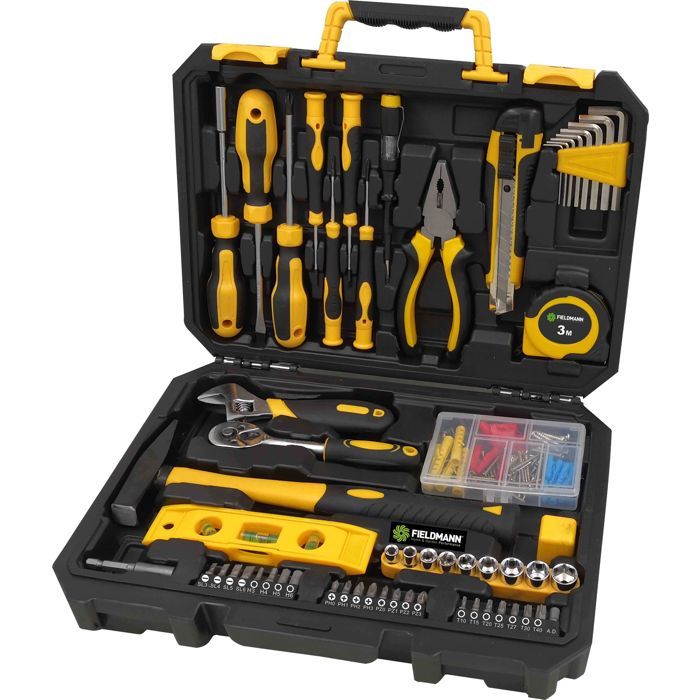 Fieldmann Ensemble d'outils - FDG 5013-138R - 138 pieces - Mallette en plastique - Outils polyvalents