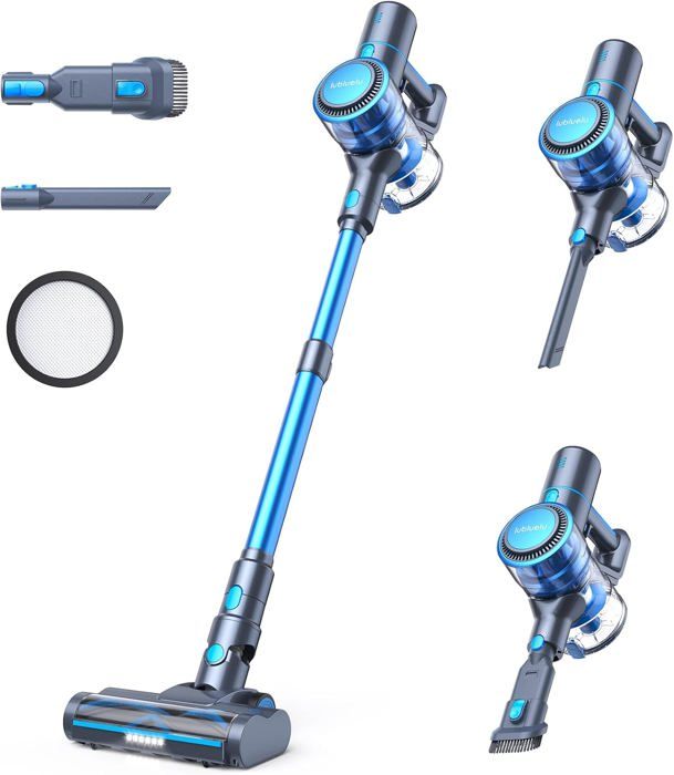 Aspirateur Sans Fil Puissant 45Min - Aspirateur Balai Léger 1.2L Avec Batterie Amovible, 6 En 1 Pour Poils Animaux, Sol Dur Et Tapis