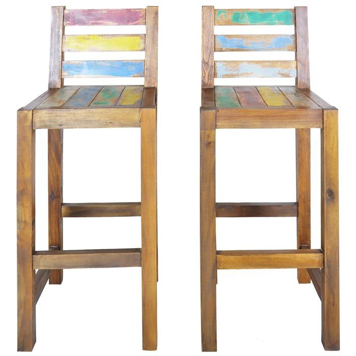 CLOUD Tabourets de bar lot de 2 - élégant Design - bois massif de récupération CHYNEW5745570