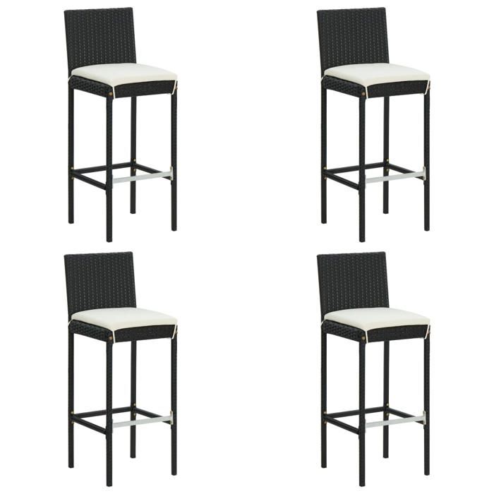 vidaXL Tabourets de bar de jardin et coussins lot de 4 résine tressée chaise de bar siège de salon tabouret de comptoir 316670