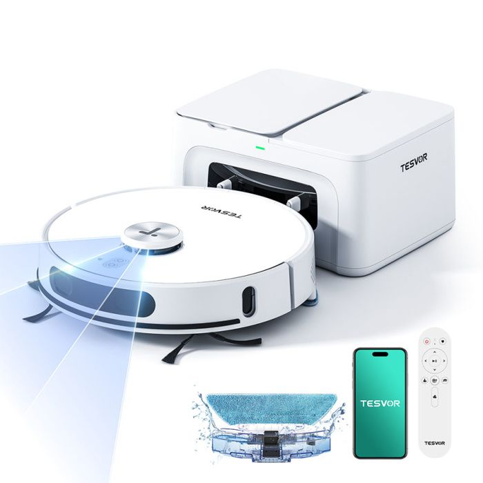 Aspirateur Robot - Tesvor - S8 Max - Aspiration 8000Pa - Autonomie 180Min - Vidange Automatique - Tesvor