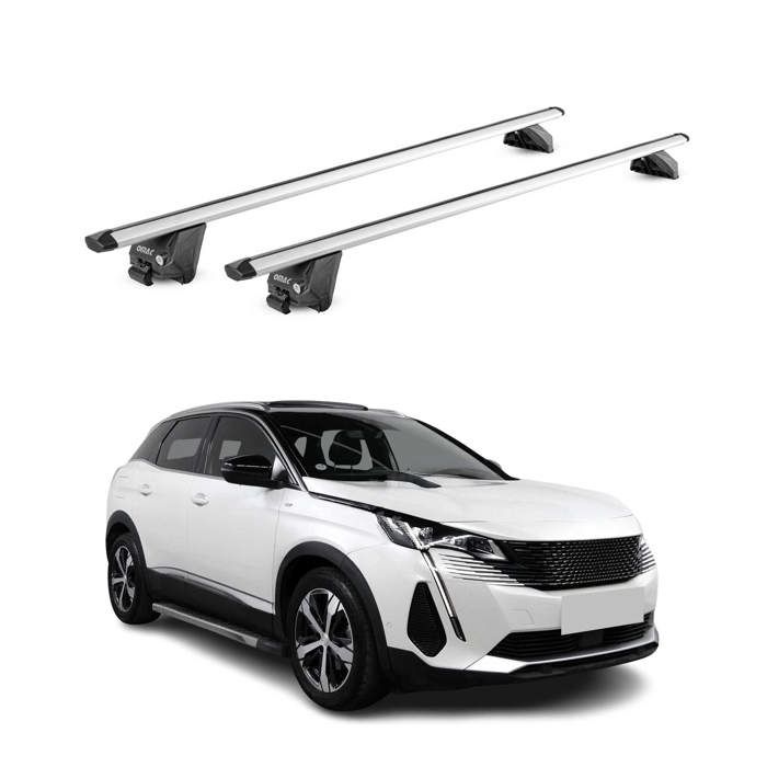 Barres De Toit Aluminium Pour Peugeot 3008 (2016-2025) - 2 Barres Transversales Gris Argenté OMAC