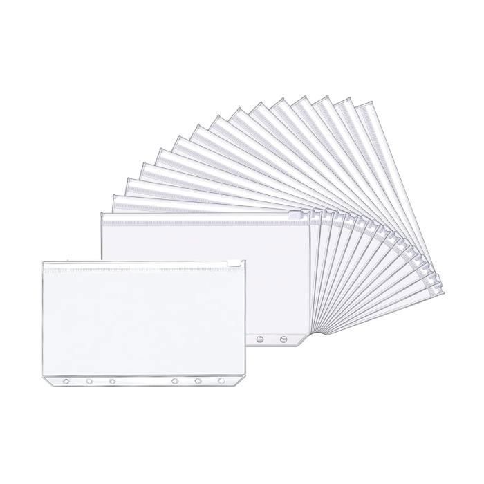 Lot De 6 Pochette A6 6 Trous Zippée Étanché – Organisateur Argent, Factures, Reçus Transparent