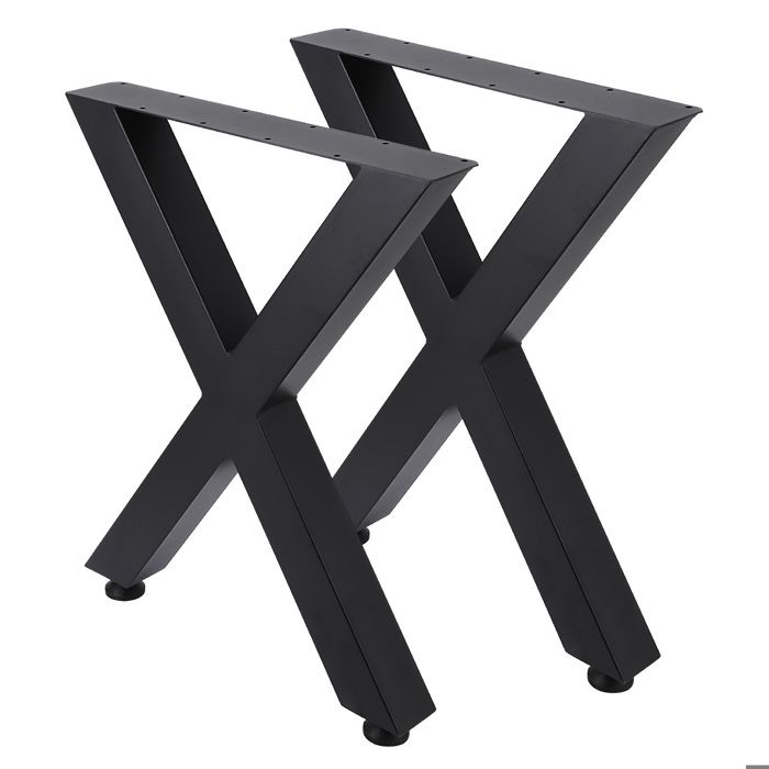 LOT DE 2  Pieds de Table en Acier - Acier - 40X 38cm - Noir-Pied de Bureau Basse Meuble Acier