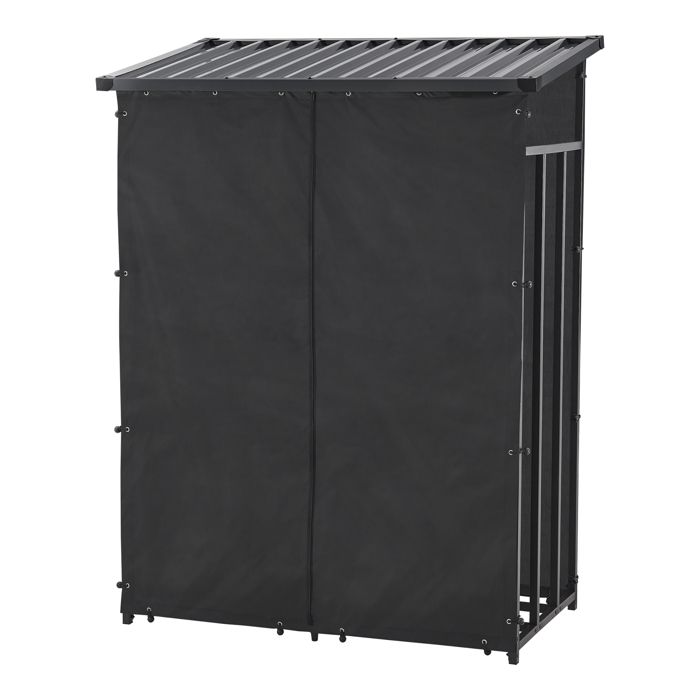 Abri-bûches couvert acier 185 x 130 x 70 cm noir