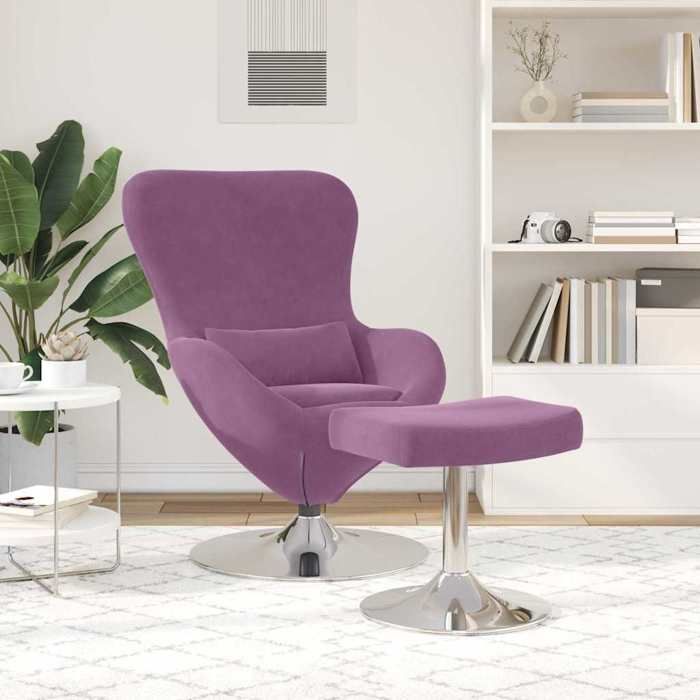 CLARENCE® Fauteuil simple - Chaise-Canapé - pour salon/chambre/bureau - Lot de 2 Violet 63x73x90 cm Velours LV5348