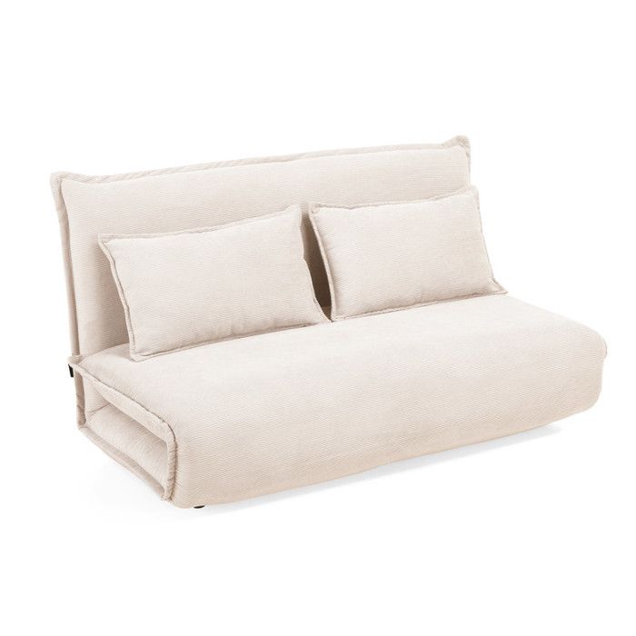 Canapé 2 places convertible en velours côtelé beige – GRACIE Meubletmoi Canapé 2 places convertible en velours côtelé beige – GRACIE Meubletmoi