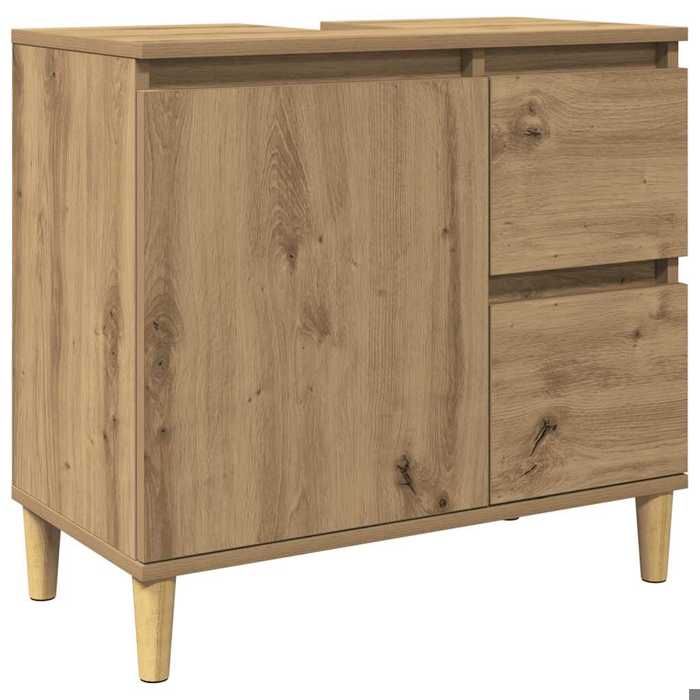 Armoire lavabo chêne artisanal 65x33x60 cm - bois dingénierie M193