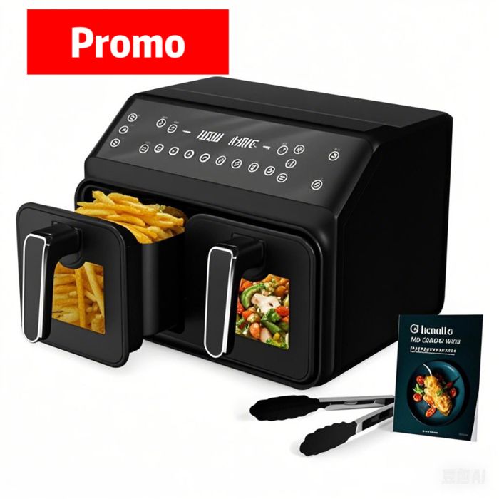 Friteuse à air chaud - AUTREMENT - Double zone 4L - 2200W - 8 programmes - Minuterie intégrée