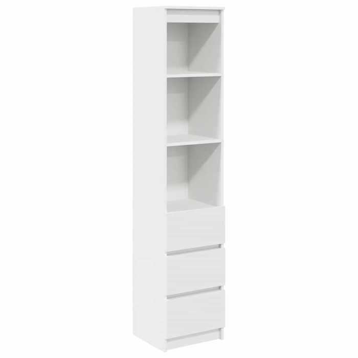 Buffet haut bois dingénierie - GKO - Blanc - 375x35x180 cm - 3 tiroirs - 3 étagères - Capacité max 60 kg