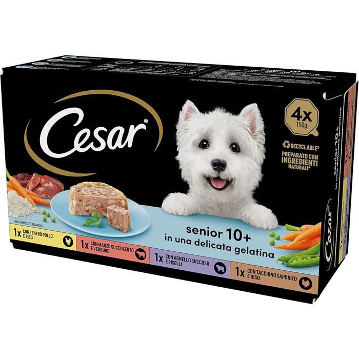 Nourriture pour Chien Senior - CESAR - 10+ - Sélection Assortie - 3600 g - Recettes Délicieuses
