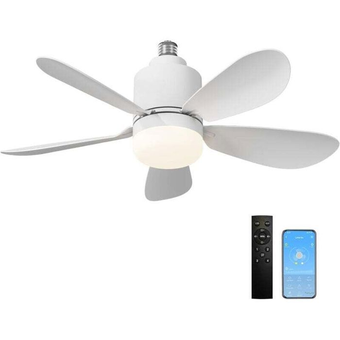 Ventilateur de plafond avec lumière - PZCC - Télécommande - LED dimmable - 24W - 5 pales - 3 vitesses - Silencieux - Pzcc