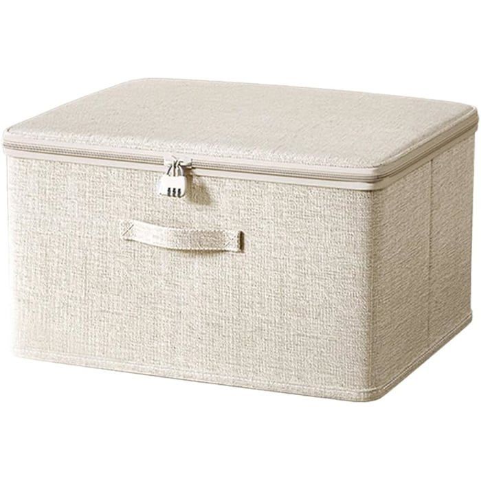 Boîte verrouillable boîte de rangement en tissu avec couvercle pour vêtements et s (30 x 20 x 14 cm) 30*20*14cm PANIER