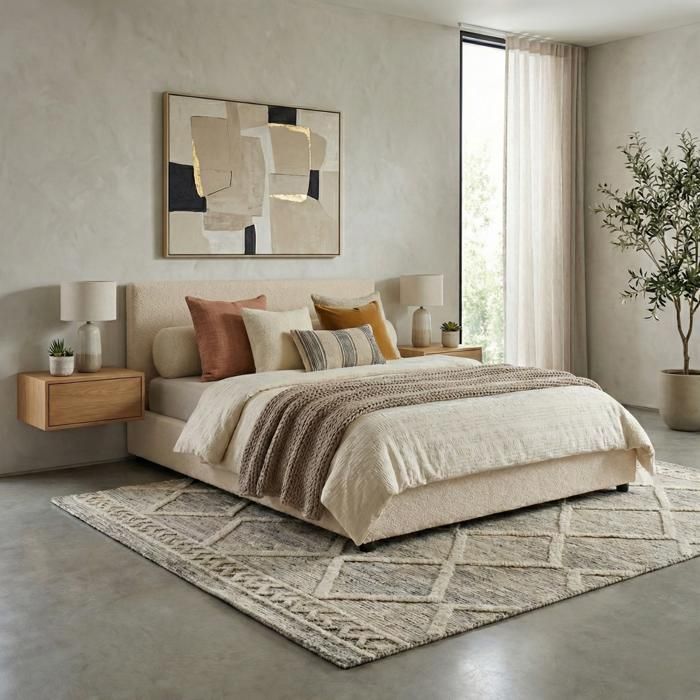 Lit coffre - SAMPUR - Versailles - 200x200 cm - Tissu bouclette sable - Coffre XXL 900 L Lit coffre - SAMPUR - Versailles - 200x200 cm - Tissu bouclette sable - Coffre XXL 900 L