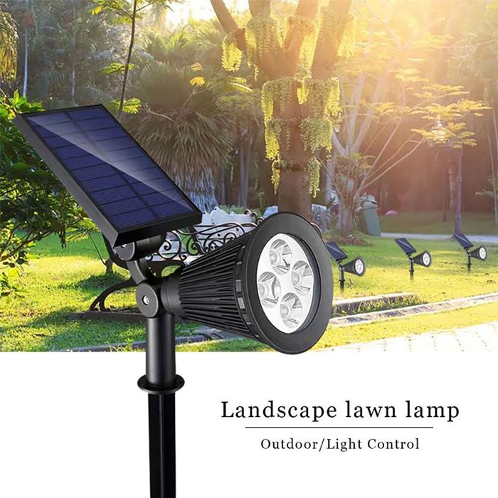 Lot de 2 projecteurs solaires extérieurs étanches lampes de jardin à 4 couleurs pour pelouse et mur