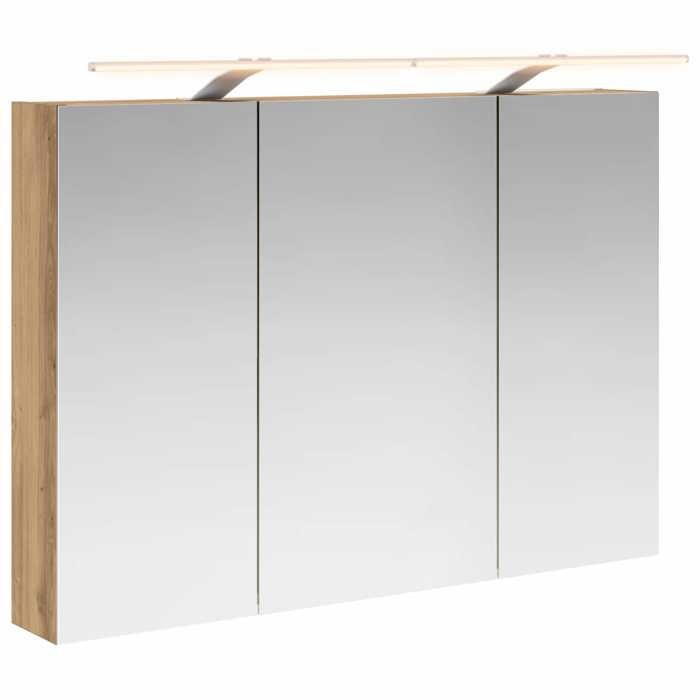 Armoire miroir de salle de bain - vidaXL - bois dingénierie - chêne artisan - LED - 1 porte - avec étagère - 100 x 145 x 70 cm 141