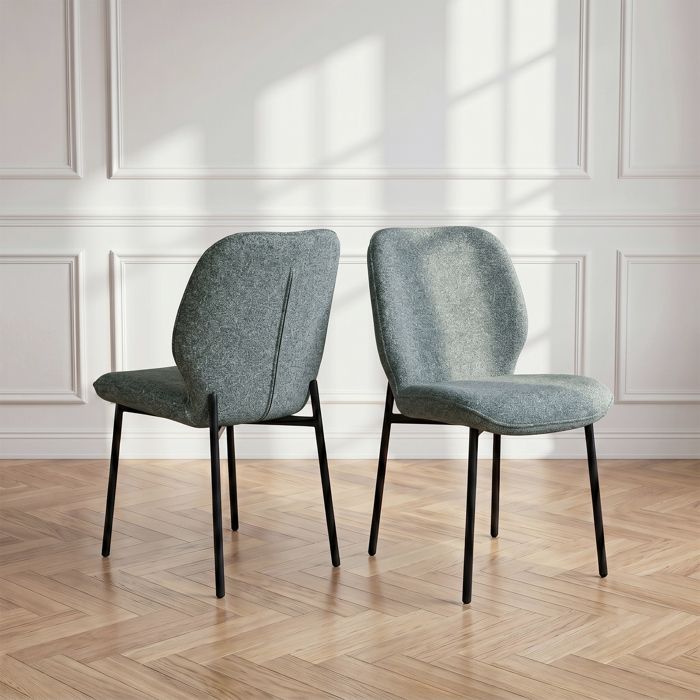 JIEXI Lot de 2 chaises de salle à manger modernes avec pieds en métal pour salle à manger salon bureau vert