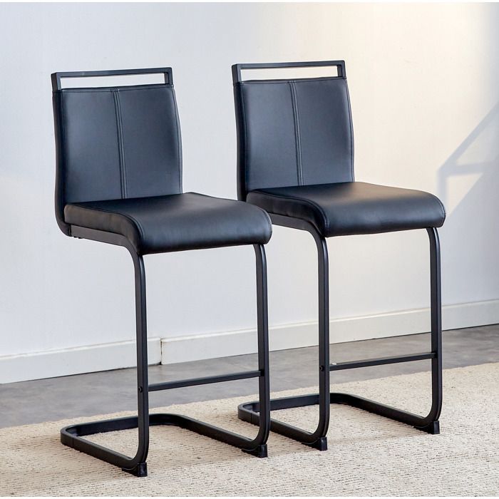 Tabourets De Bar Lot De 2 Noir Chaises Hautes FloraGrace Pour Cuisine Et Restaurant Avec Repose-Pieds 39x46 5x96 5cm