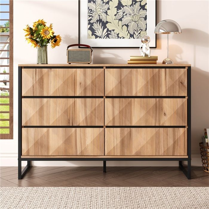 Buffet moderne noir et bois naturel avec pieds métalliques et portes relevables