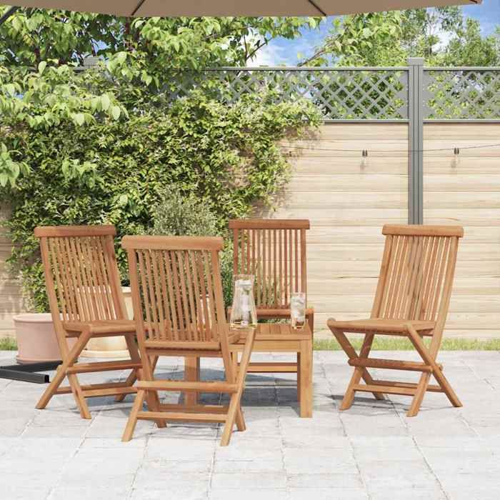 Chaises de jardin lot de 4 pliables en bois de teck massif charge 110 kg par siège