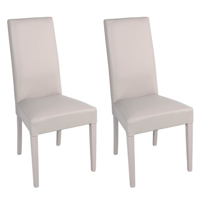 TORINO - Lot de 2 Chaises Simili Gris Clair et Pieds Laqués