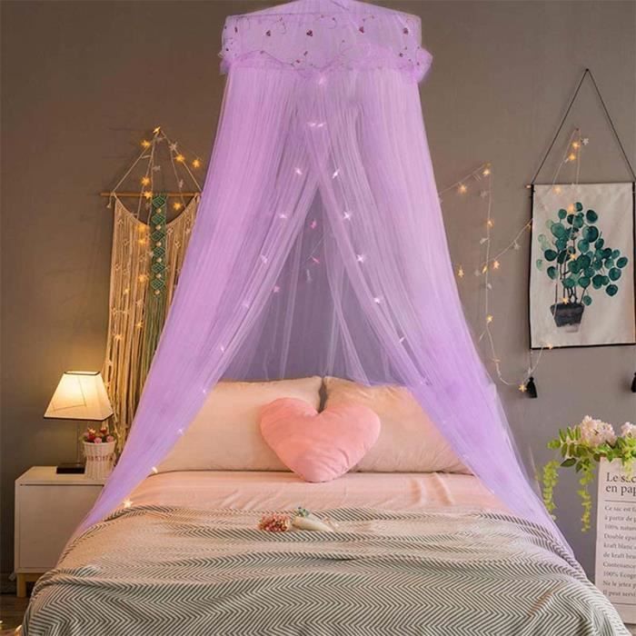 ciel de lit pour chambre denfant Ciel de lit rond avec pompons décoration de chambre moustiquaire