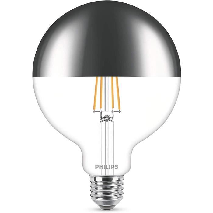 Philips ampoule LED Globe Filament Calotte Argentée E27 8W Equivalent