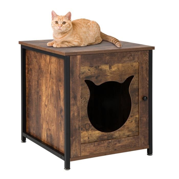 Meilleurs prix pour GYMAX Maison de Toilette 3 en 1 pour Chat, Style Industriel avec Trous d’Aération, Pieds Réglables, Multifonction, 50x53x54CM